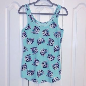 Flower Crown Teal Cat Tank